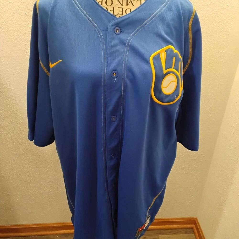 Nike Men's Yellow and Blue Top
